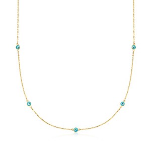 Ross-Simons Multicolored Glass Evil Eye Station Necklace in 18kt Gold Over Sterling Size 18 - 1 of 4