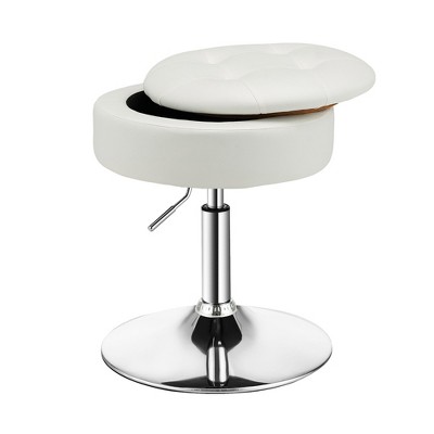Costway Vanity Stool Adjustable 360° Swivel Storage Makeup Chair w/ Removable Tray White\Black\Pink