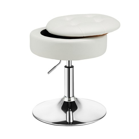 Costway Vanity Stool Adjustable 360 Swivel Storage Makeup Chair W Removable Tray White Target