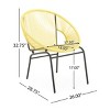 Modern Patio Polyethylene Rattan Trumpet Chair Set of 2,Outdoor Patio Club Chair with Iron Frame,Curved Back Armless Accent Chair-Coolbibila - 4 of 4