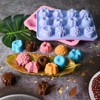 Aoibox 3 Pack Silicone Flower Molds for Chocolate, Cupcake, Candy, Jelly, Ice Cube, Muffin - 12 Cavities Different Shapes (Pink, Purple, Blue) - 3 of 4