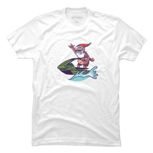 Men's Design By Humans Christmas Cartoon Santa Riding A Jet Ski By rasok T-Shirt - 1 of 4