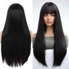 Jessie's Wig Long Straigh Wig With Bangs Blended Human Hair Wigs for Women Soft Smooth Natural Black 18-38 Inch - 2 of 4