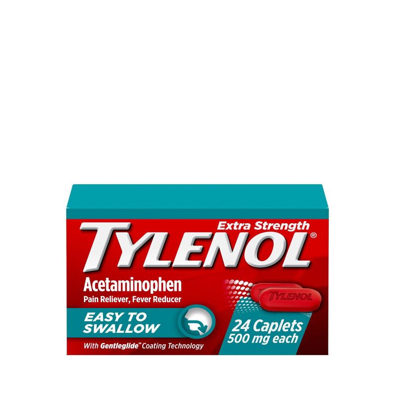 Tylenol Extra Strength Acetaminophen - Easy to Swallow Pain Reliever Caplets - 24 ct, 1 of 10