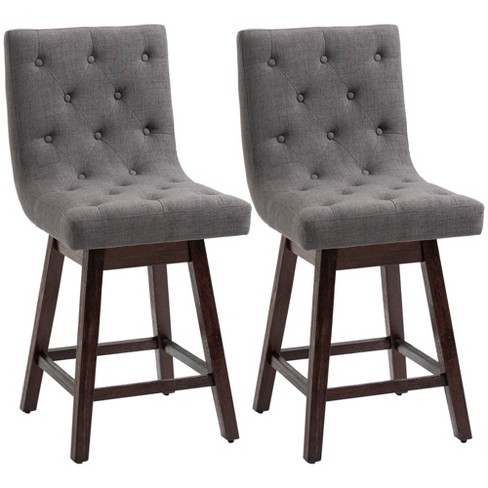 Homcom Bar Stools Set Of 2, Swivel Bar Chairs, 25.5