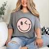 Simply Sage Market S.W.Smiley Pink Smiley Face Grunge Garment Dyed Tee - 2 of 4
