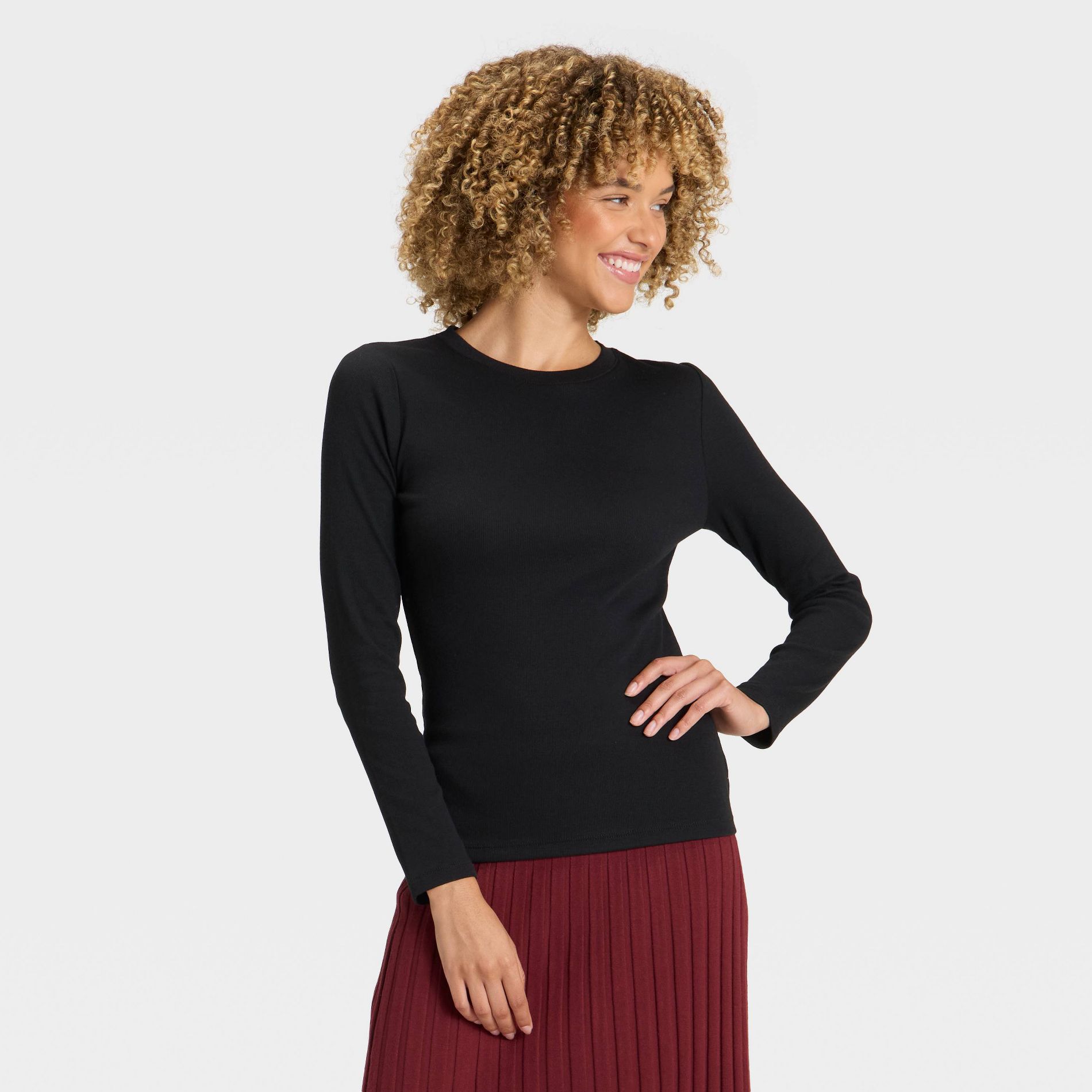 Women's Slim Fit Long Sleeve Top - A New Day™