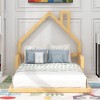 CAVINAS Twin Size Bed Frame, Wooden Bed with House-shaped Headboard for Children, Floor Platform Bed - 2 of 4