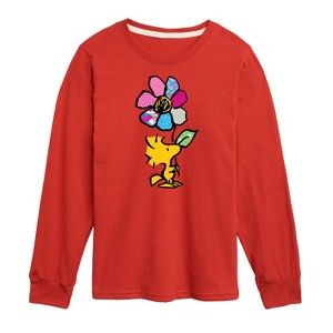 Boys' - Peanuts - Woodstock With Flower And Pattern Long Sleeve Graphic T-Shirt - 1 of 4