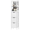 HOMCOM Narrow Bathroom Storage Cabinet, Bathroom Cabinet with Drawers & Open Shelves, Freestanding Slim Bathroom Floor Cabinet, White - 4 of 4