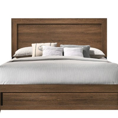 Miquell King Oak Wood Upholstered Storage Bed