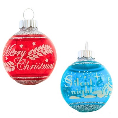Christopher Radko 2.0 Inch Vintage Flocked Ornament Set Patterns Glitter Scenes Tree Ornament Sets