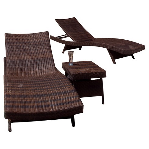 Salem 3pc Wicker Patio Adjustable Chaise Lounge Set - Christopher