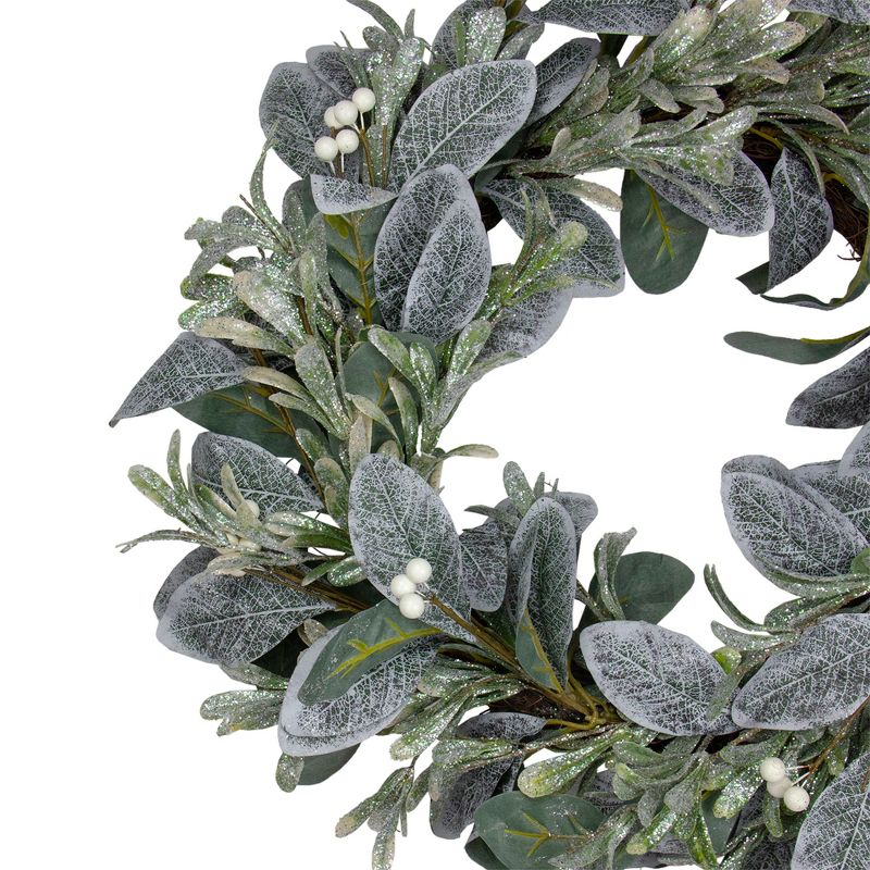 Northlight Iced Leaves and Winter Berries Artificial Christmas Wreath - 24 inch, Unlit, 4 of 6
