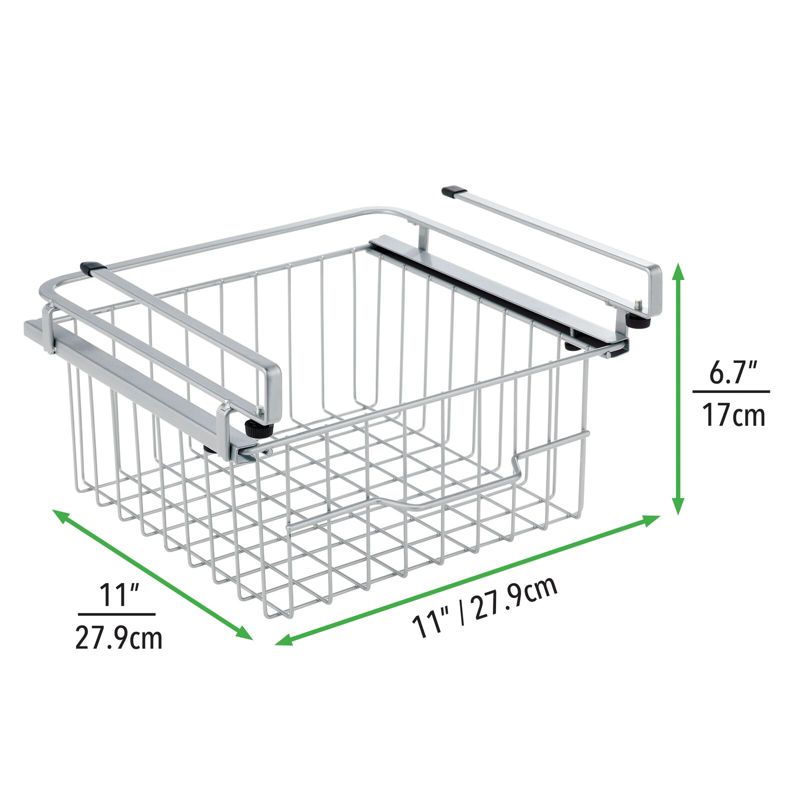 mDesign Compact Hanging Pullout Drawer Basket - Shelf Organizer, 4 of 7