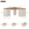 59" L Shaped Executive Desk with File Drawer & Storage Cabinet, Wood Corner Computer Desk, White - 2 of 4