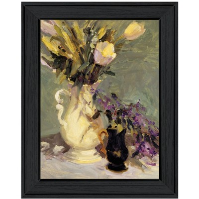 HomeRoots Tulips a Lavender Black Framed Print Wall Art