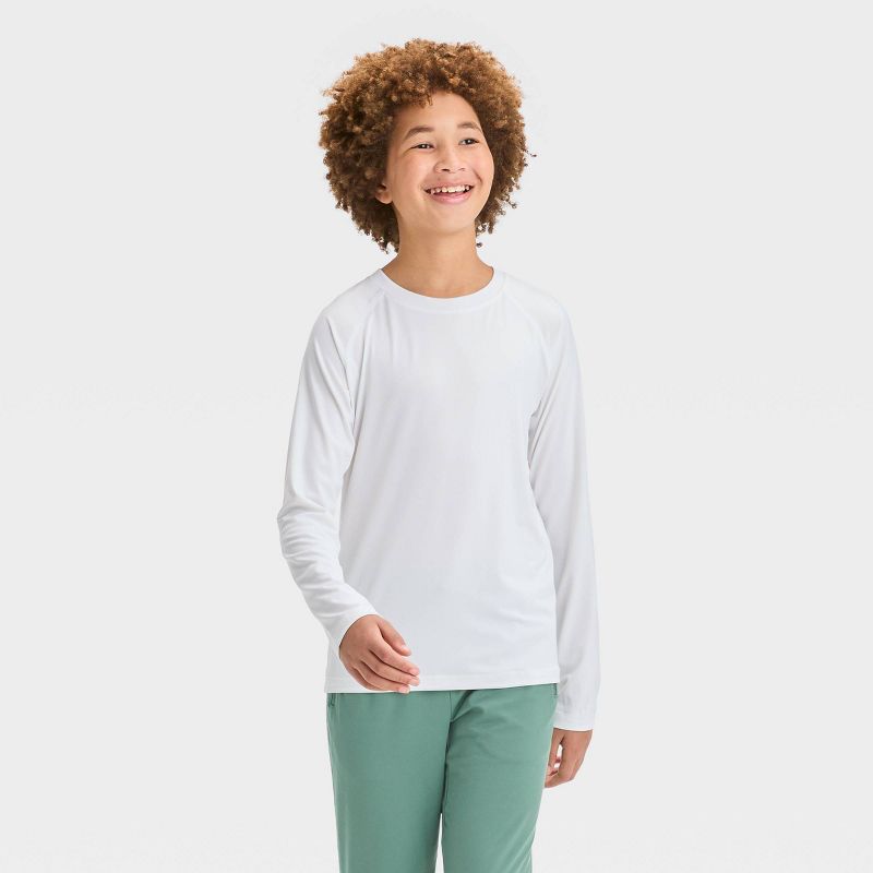 Boys' Long Sleeve Fitted Performance Crewneck T-Shirt - All In Motion™, 1 of 4