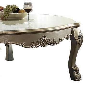 Dresden II Luxurious Antique Gold and Bone Square Coffee Table