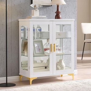 Kings Brand Furniture Cataleya 3-Tier Curio Cabinet – Modern Display Case with Storage Shelves for Figures & Collectibles - 1 of 4