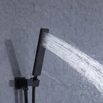 Matte Black Stainless Steel Rain Shower Faucet Set