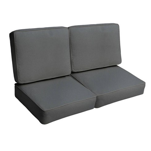 Sunbrella 4pc Canvas Outdoor Corded Seat Cushions Charcoal Gray