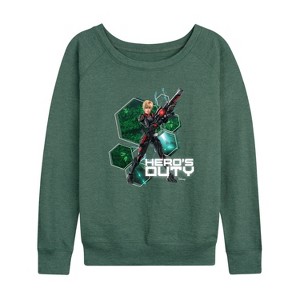 Women's - Disney - Sergeant Tammy Hero's Duty Lightweight French Terry Wide Neck Long Sleeve Shirt - 1 of 4