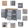Kitchen Island, with Storage Rack, Drawers, Spice Rack & Towel Rack, for Dining, Kitchen & Barbecue - 3 of 4