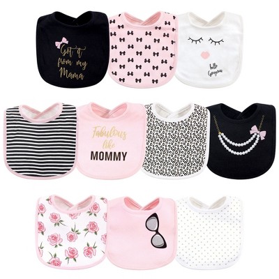 Image of Little Treasure Baby Girl Cotton Bibs 10pk, Mama, One Size