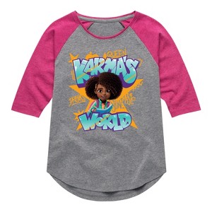 Girls' - Karma's World - Graffiti Art Shirt Tail Raglan Graphic T-shirt - 1 of 3