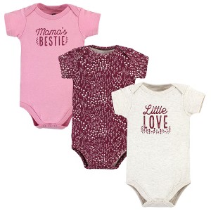 Hudson Baby Infant Girls Cotton Bodysuits, Little Love Flowers 3-Pack - 1 of 4