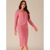 Seta T Women's Two Piece Outfit Fall Winter V Neck Cardigan And Midi Skirts Sweater Sets - 2 of 4