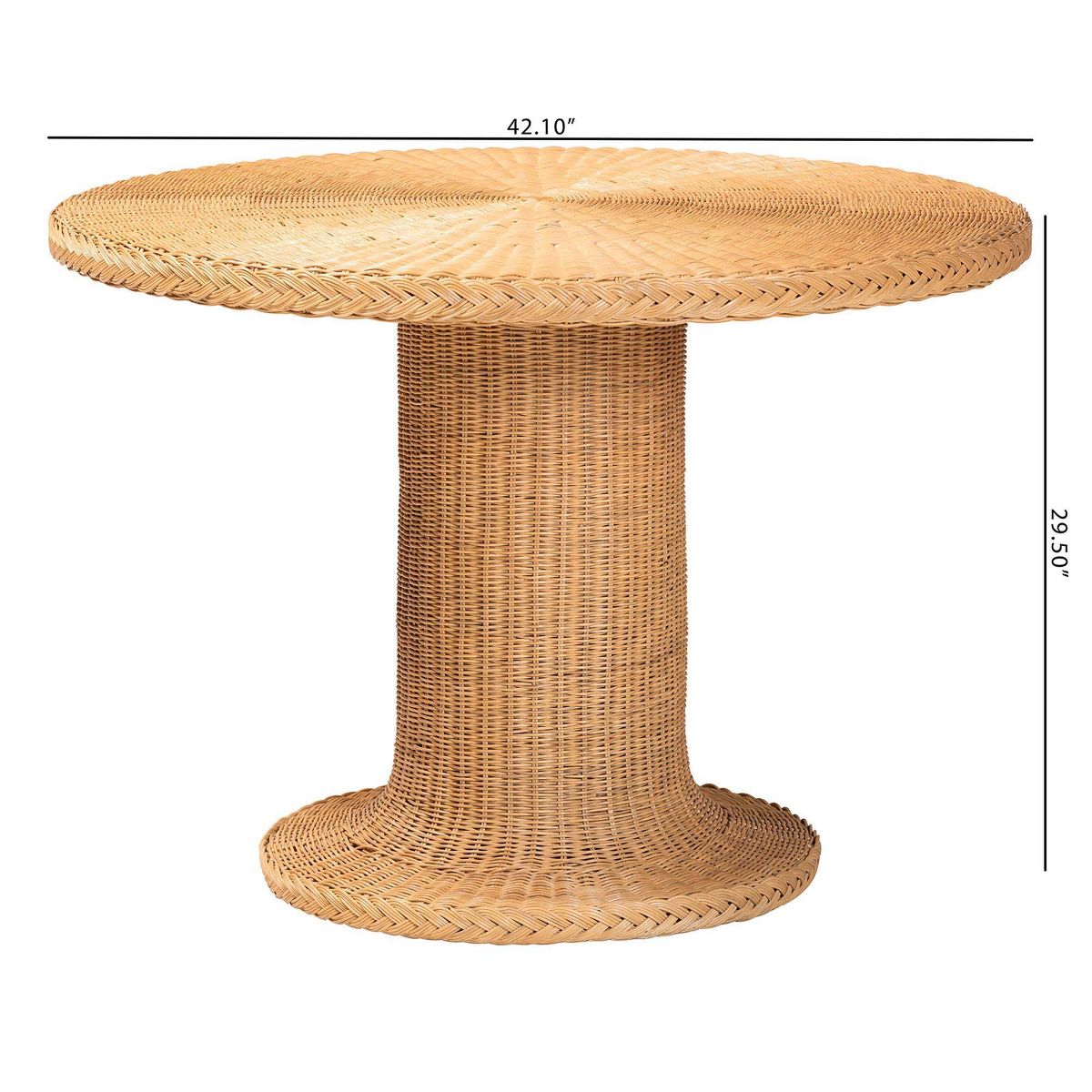 bali & pari Farrow Bohemian Braided Rattan Dining Table Light Honey
