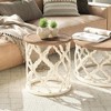 COZAYH Rustic Round End Table with Wood Tray Top Side Table for Living Room or Bedroom Small Furniture Piece 17.75 x 20 Inches, White - 4 of 4