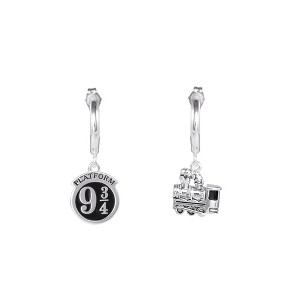 Harry Potter Womens Mismatch Platform 9 3/4 and Hogwarts Express Charm Dangle Hoop Earrings - 1 of 4
