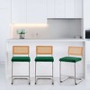Bekrvio Bar Stools Set of 2/3/4, 26”/30" Barstool with Rattan Back, Velvet-Upholstered & Chrome Frame,Mid Century Modern Kitchen Stool for Island - 3 of 4