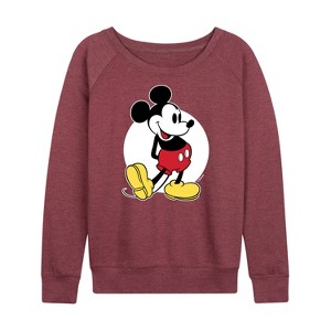 Women's - Disney - Mickey Classic Lightweight French Terry Wide Neck Long Sleeve Shirt - 1 of 4