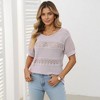 Knit & Lounge Women’s Textured Knit Top Open Stitch Pattern Half Sleeve Lightweight Sweater Scoop Neck Casual Pullover - 4 of 4