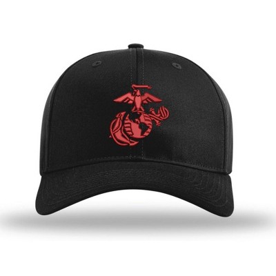 OUTSIDE THE WIRE Leatherneck for Life 3D Eagle Globe & Anchor Structured USMC Hat - RED Logo