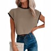 Clearlove Womens Summer Cropped Sweater Vest Trendy Cap Sleeve Crop Tops Crew Neck Loose Knit Tank Top - 3 of 4