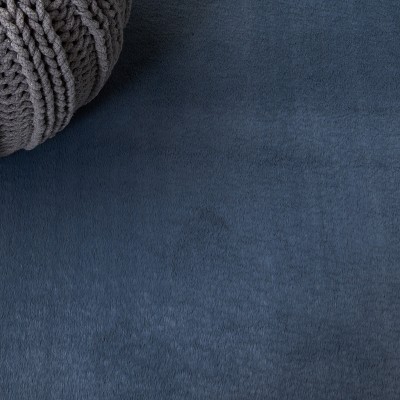 Luxurious Gray Faux Rabbit Fur 6' Square Area Rug