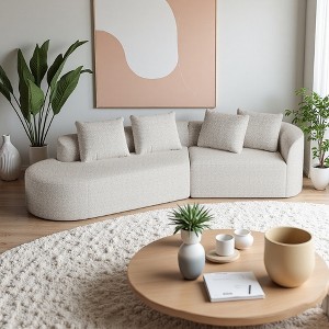 112" Chenille Curved Cloud Sectional Sofa with 4 Pillows - 1 of 4