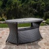 Rattan Outdoor Coffee Table with Umbrella Hole, Wicker Accent Table with Shelf for Patio, Garden, or Lounge – The Pop Home - 2 of 4