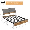 Bed Frame with Storage & Charging Station, Upholstered Platform Bed, Ergonomic Headboard, Reinforced Metal Support, No Box Spring Needed, Brown - 2 of 4