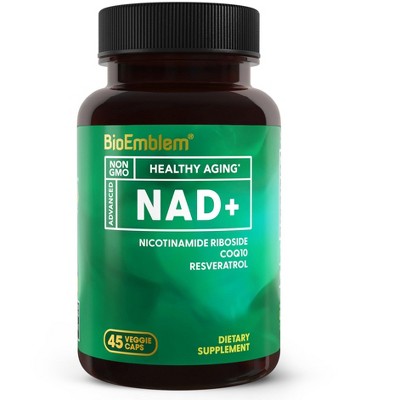 BioEmblem NAD+ Supplement 300 mg Nicotinamide Riboside with CoQ10 & Resveratrol 45ct