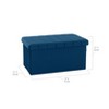 Seville Classics Blue Velvet  Cushioned Accent Storage Ottoman - 3 of 4