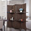 4 Panel Paper Straw Weave Screen with 63" L Shelving - Ore International - image 4 of 4