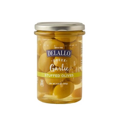 DeLallo Garlic Stuffed Olives, 5.8 oz Jar, (6 Pack)
