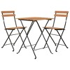 vidaXL 3 Piece Folding Bistro Set Solid Wood Teak and Steel - 3 of 4