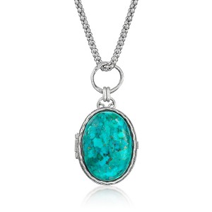 Ross-Simons Turquoise Locket Necklace in Sterling Silver - 1 of 4